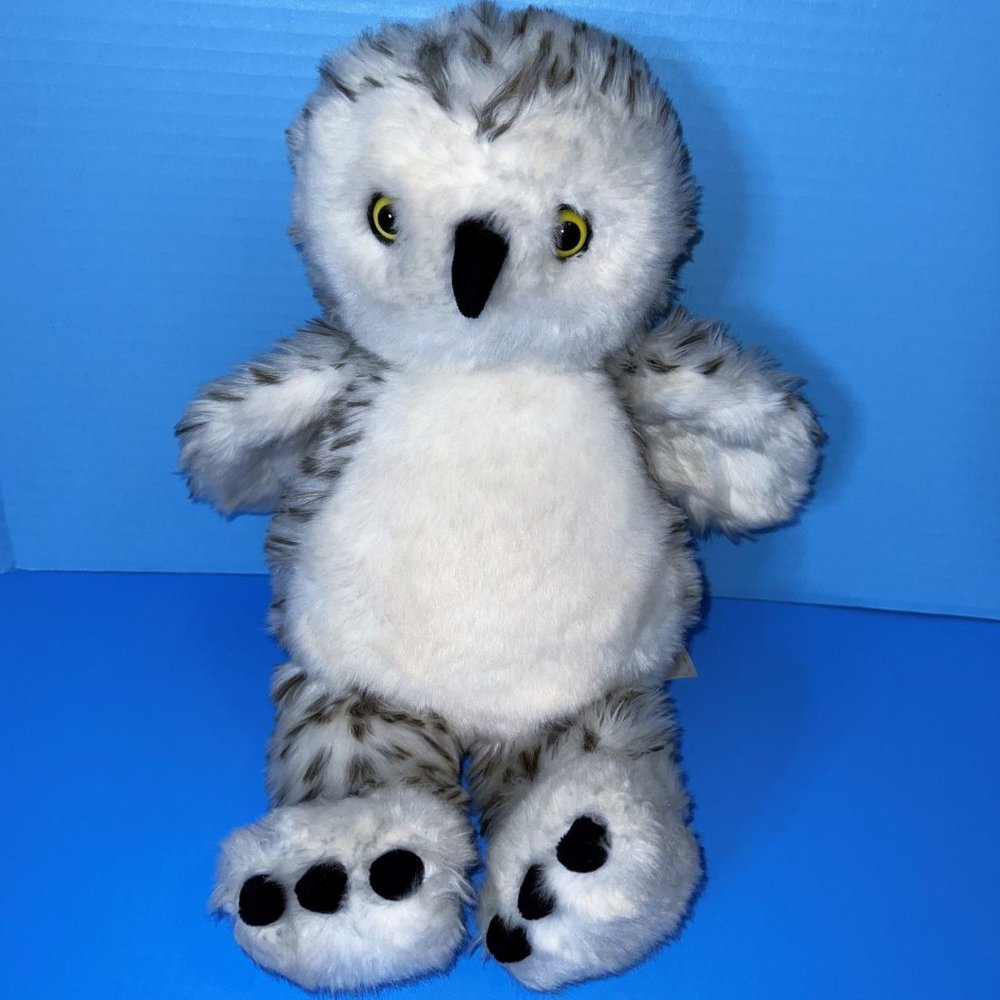 Build A Bear Workshop White Gray Spotted Snow Owl 14" Plush Bird Stuffed Animal